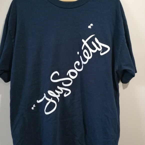 Fly Society Script T-shirt Tee Navy Large - Picture 3 of 7